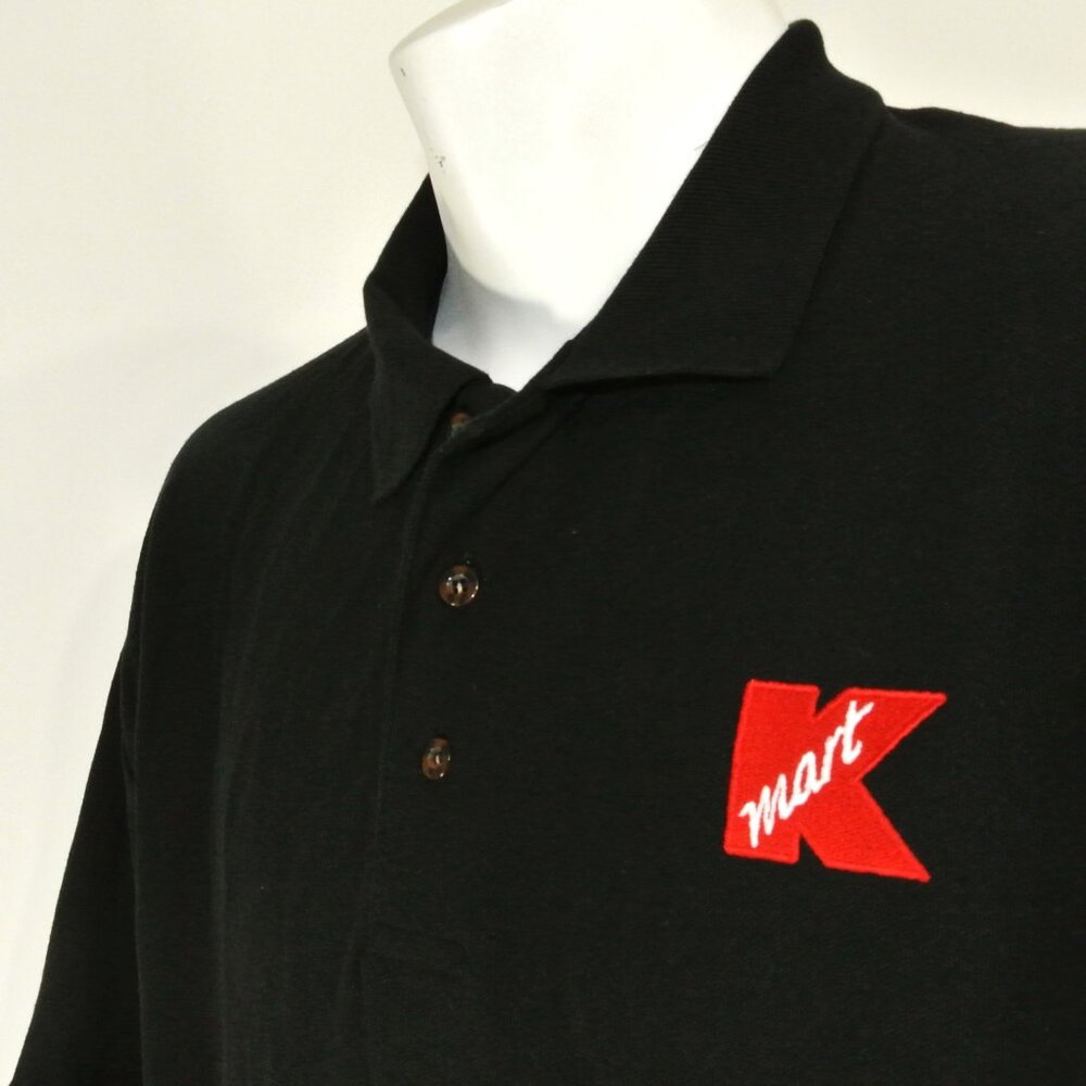 K-MART Vintage Employee Uniform Men's Black Polo Shirt Size L Large
